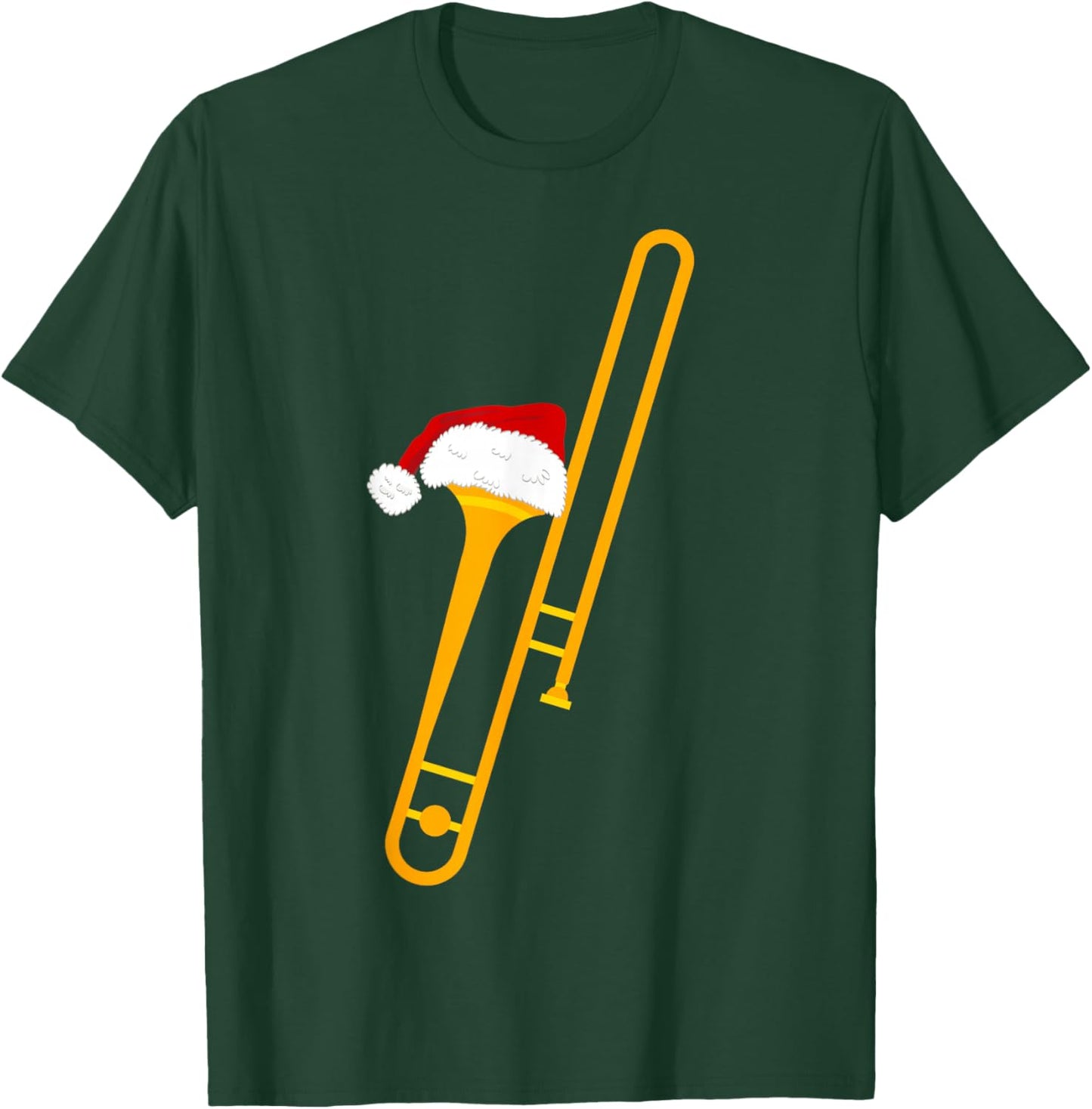 Santa Hat And Trombone Cool Christmas Novelty T-Shirt - T-Shirt | Forest