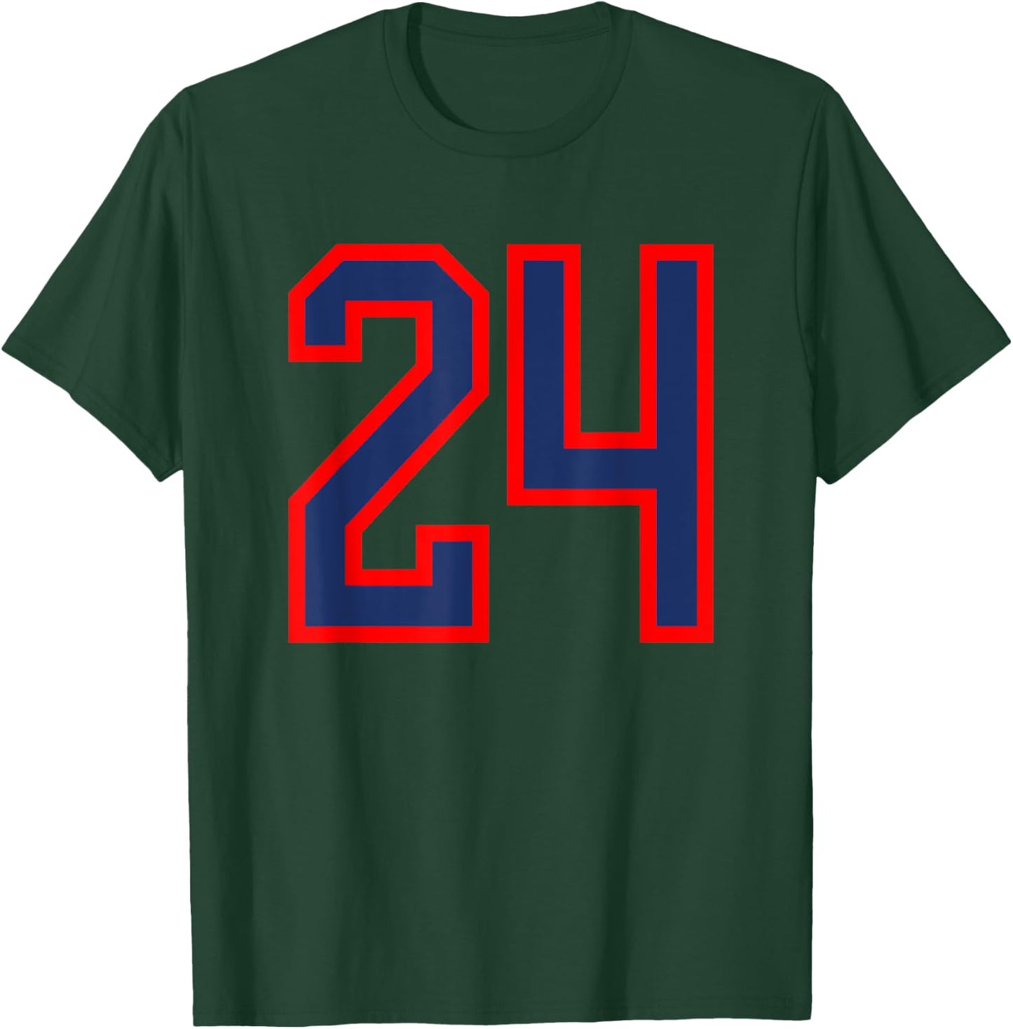 Jersey Number #24 Red Blue Sports Birthday Lucky Number 24 T-Shirt - T-Shirt | Forest