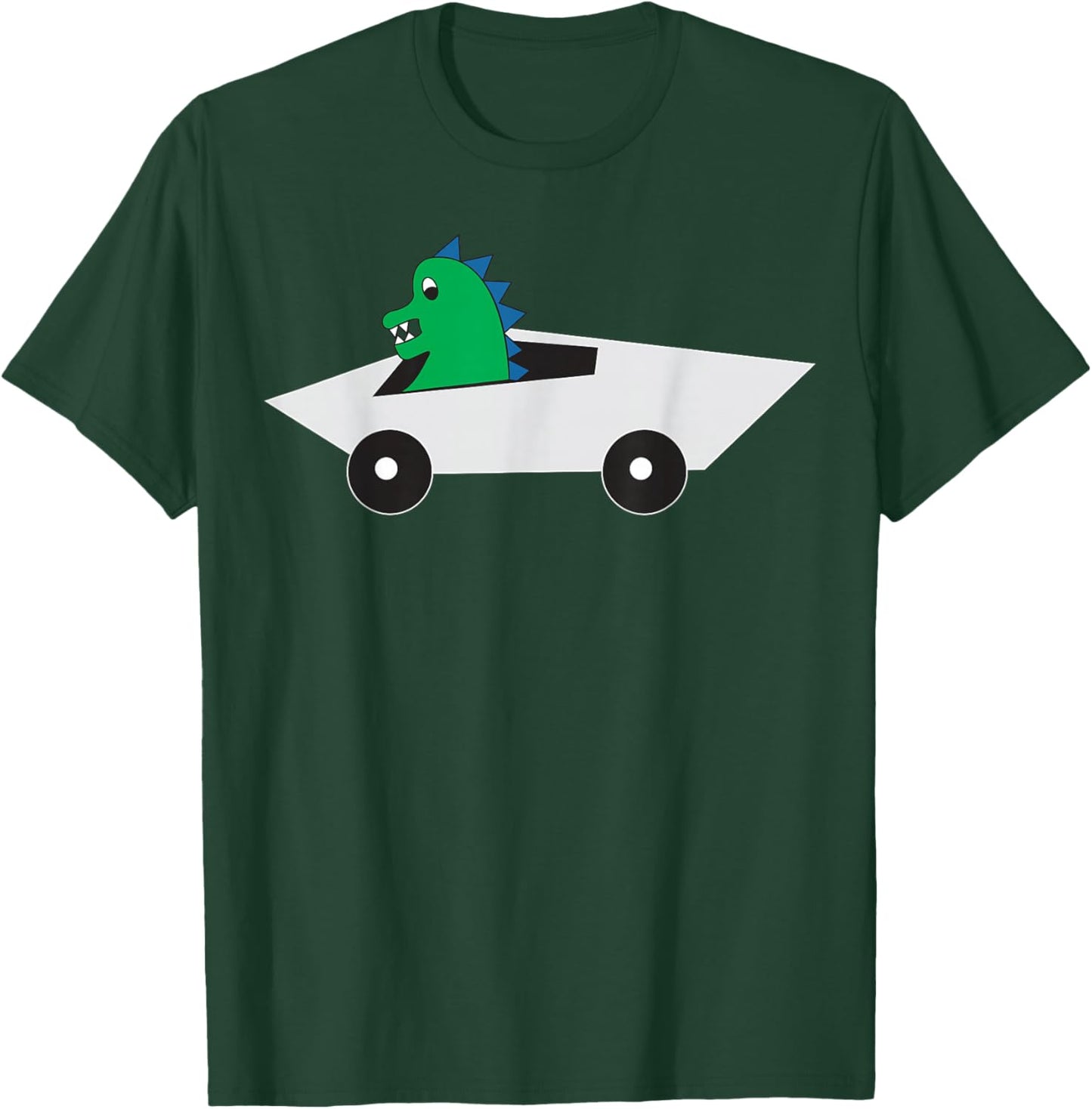 Dinosaur Driving Futuristic Electric Truck T-Shirt - T-Shirt | Forest