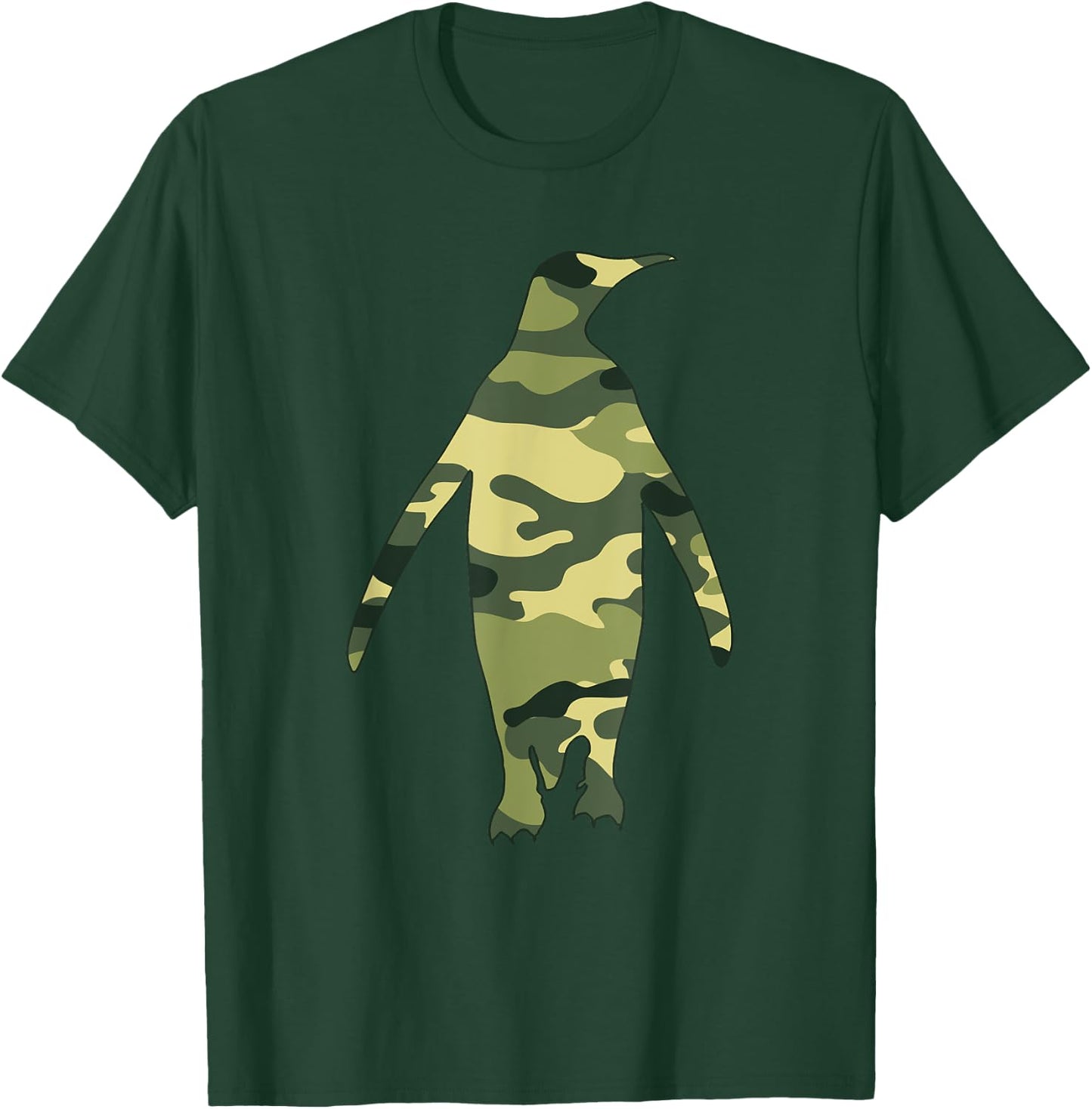 Military Penguin Camo Men Print US Bird Animal Veteran Gift T-Shirt - T-Shirt | Forest