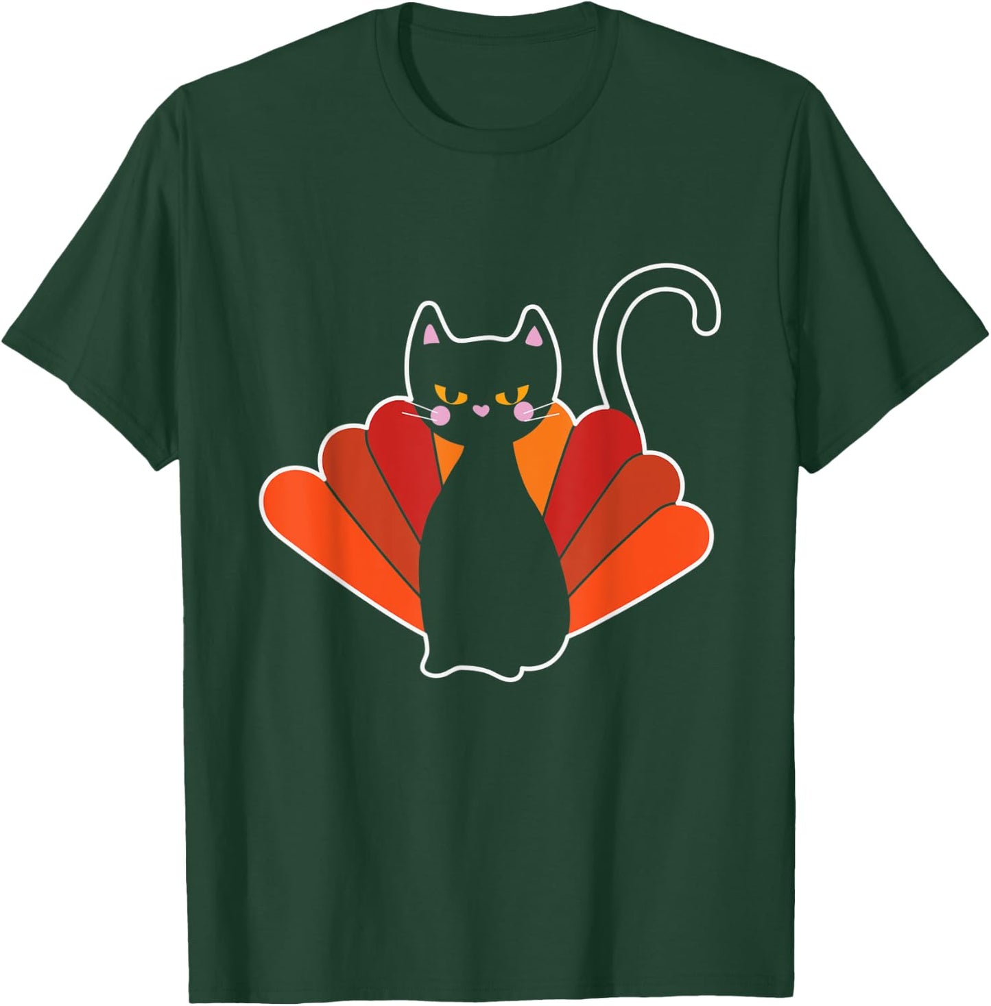 Thanksgiving Turkey Cat Kitten Thankful T-Shirt - T-Shirt | Forest