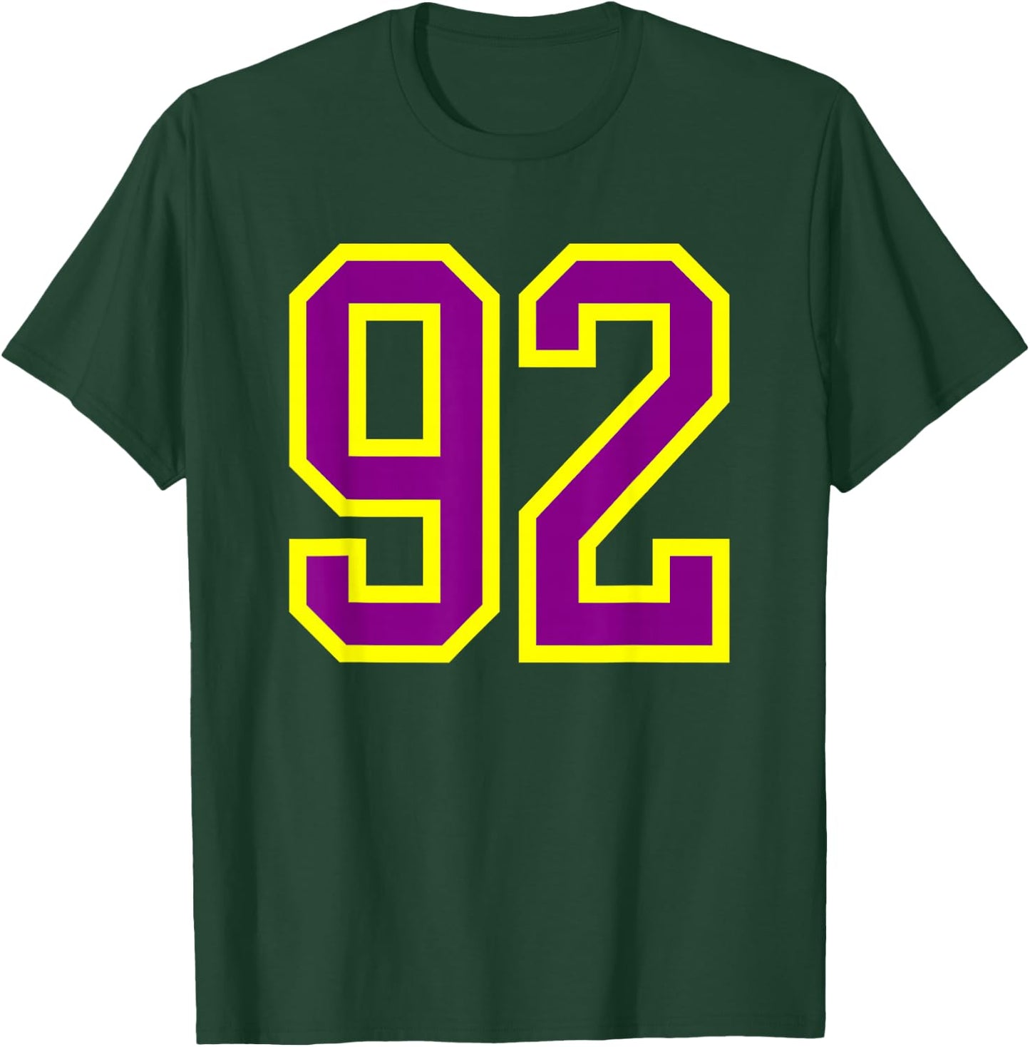 Purple Yellow Sports Team Number 92 T-Shirt - T-Shirt | Forest