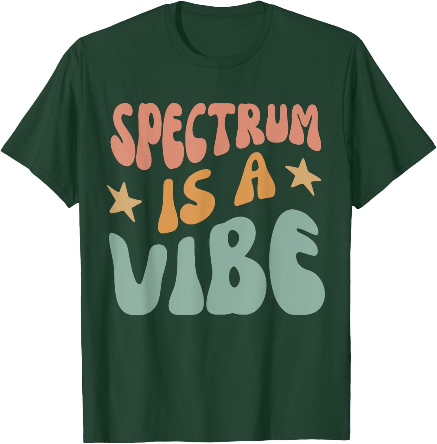 Spectrum Is A Vibe Black Small Modern Classic Short Sleeve Polyester 100% Cotton Blend All Seasons Family, All Ages T-Shirt - T-Shirt | Forest