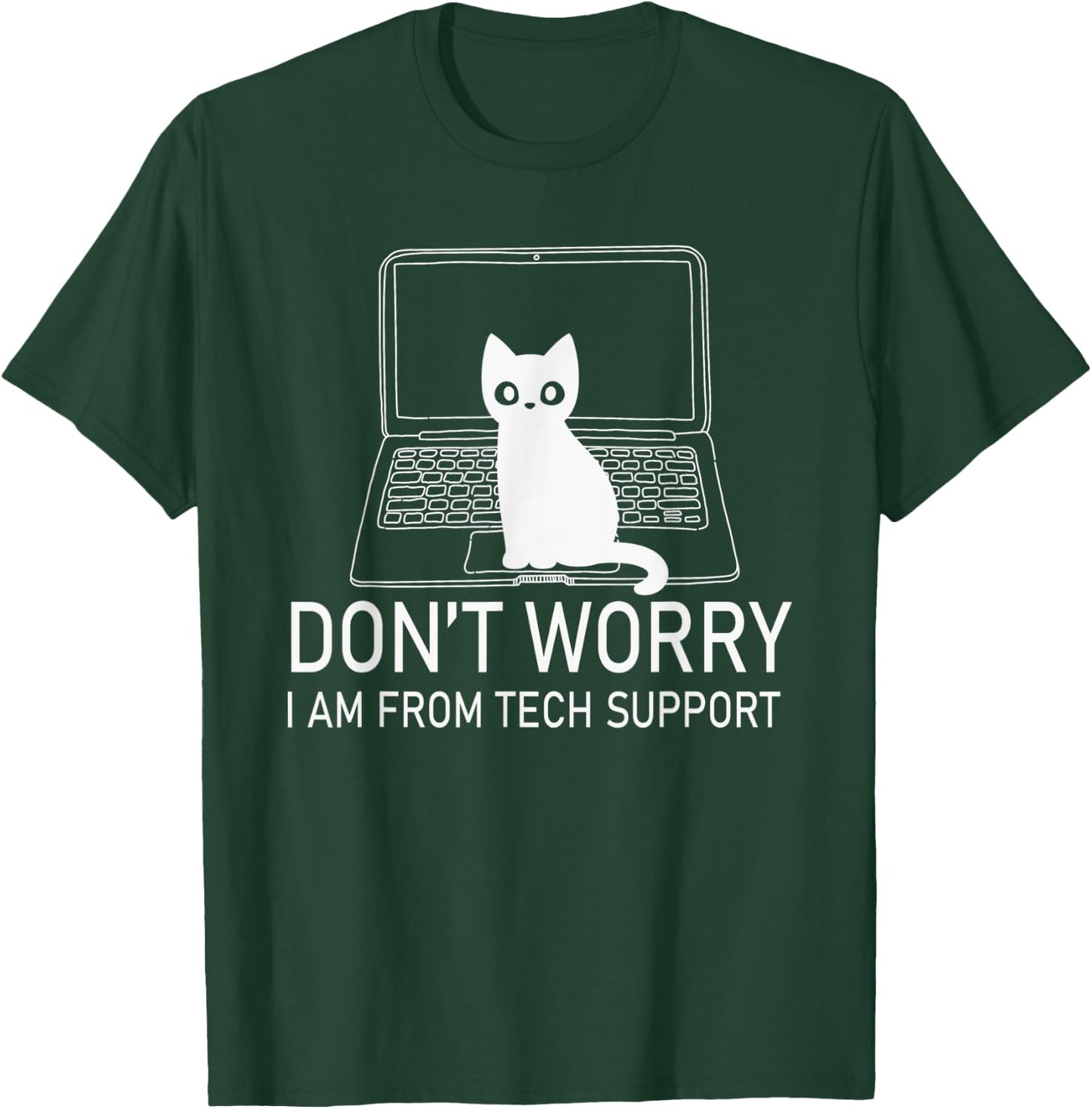 Don't Worry Cat Gaming PC Computer Laptop Mouse Keyboard T-Shirt - T-Shirt | Forest