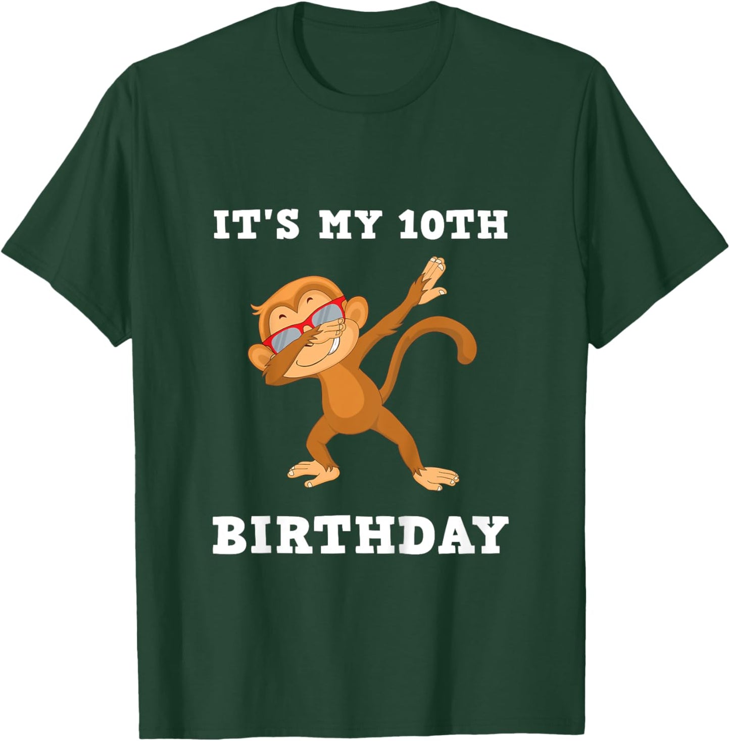 Kids 10 Years Boy Girl Monkey Party It's My 10th Birthday T-Shirt - T-Shirt | Forest