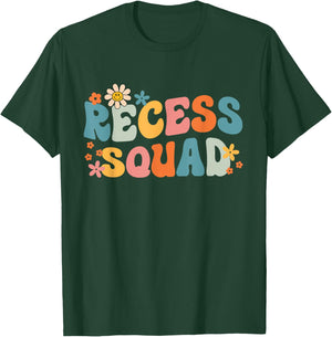 Recess Crew Squad Teachers Students Monitor Back to School Women Girls Kids T-Shirt - T-Shirt | Forest