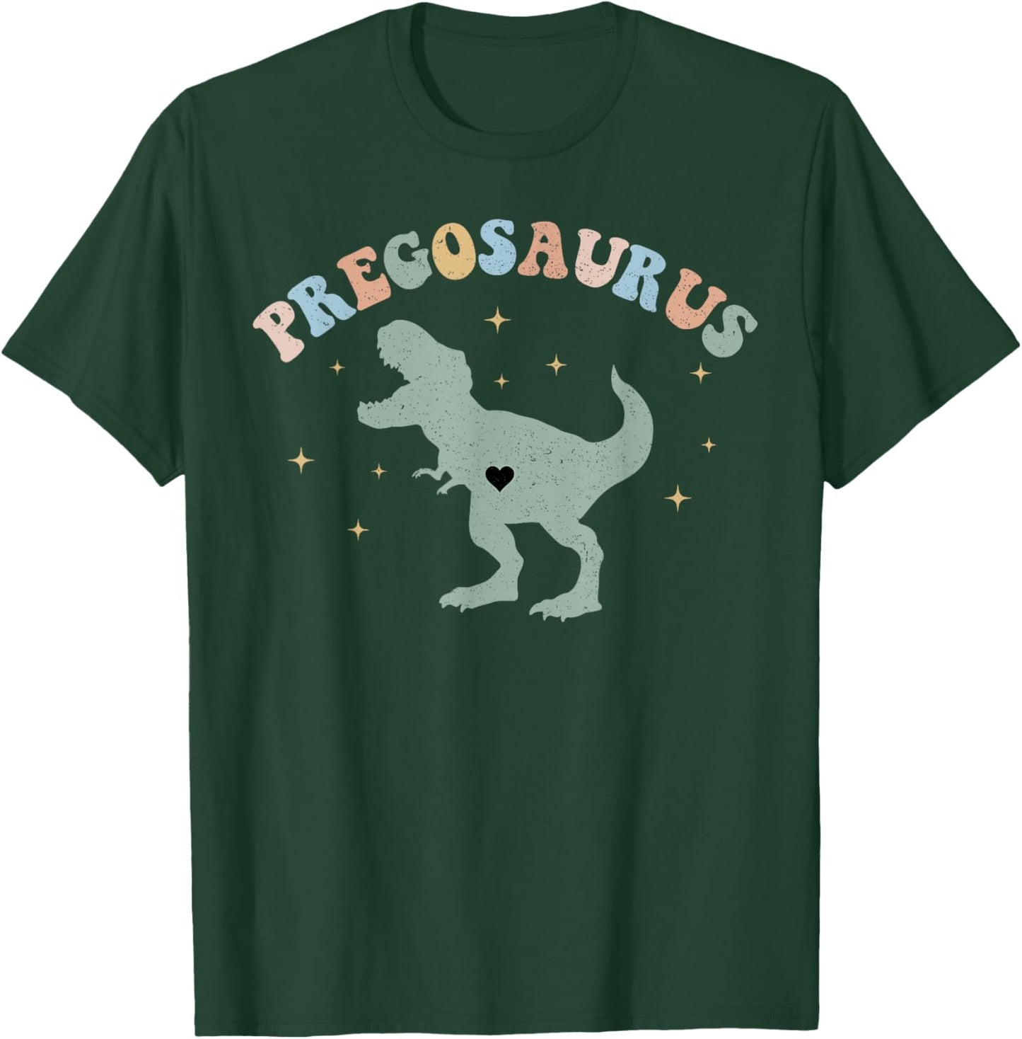 Retro Pregosaurus Pregnant Dinosaur Pregnancy Announcement T-Shirt - T-Shirt | Forest