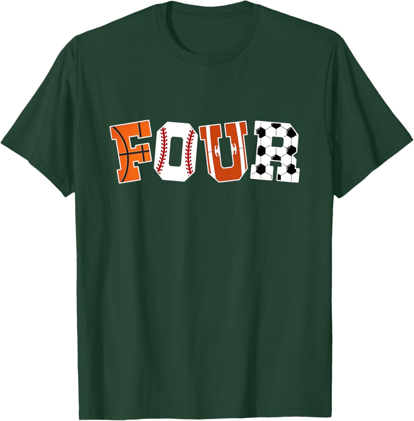 Kids 4th Birthday Sports Birthday Party 4 Year Old Boy T-Shirt - T-Shirt | Forest