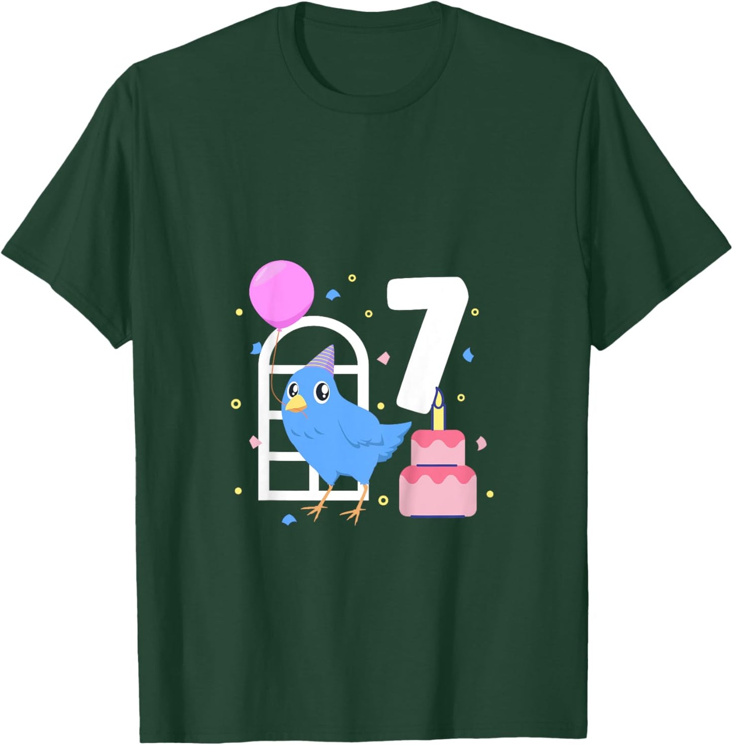 Kids I am 7 with bird - kids birthday 7 years old T-Shirt - T-Shirt | Forest