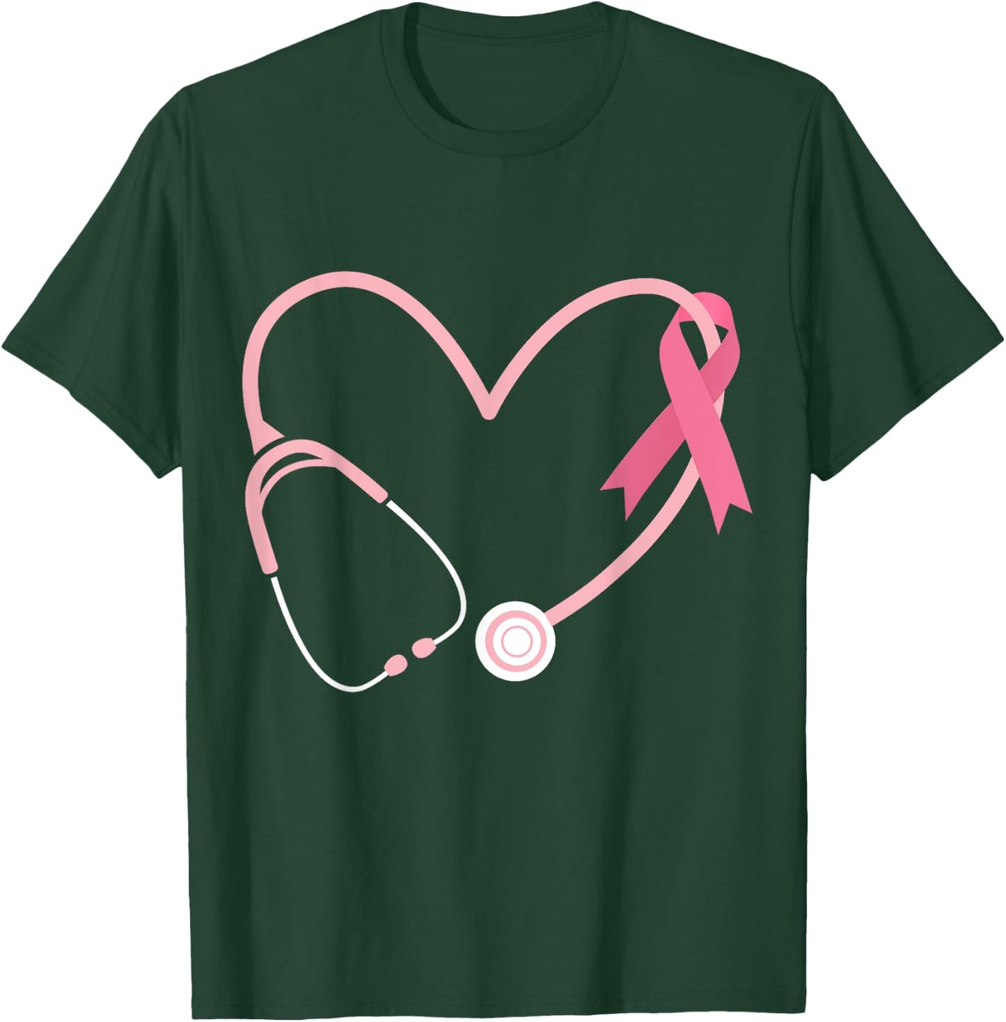 Doctor Nurse Heart Love Pink Ribbon Cute Breast Cancer Gifts T-Shirt - T-Shirt | Forest