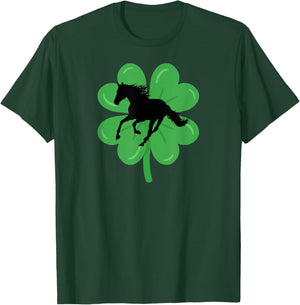 St Patricks Day Horse Lover Equestrian Rider Women Teen Girl T-Shirt - T-Shirt | Forest