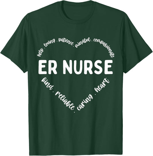 Emergency Room Nurse Essentials ER Tch ER Nurse Badge T-Shirt - T-Shirt | Forest