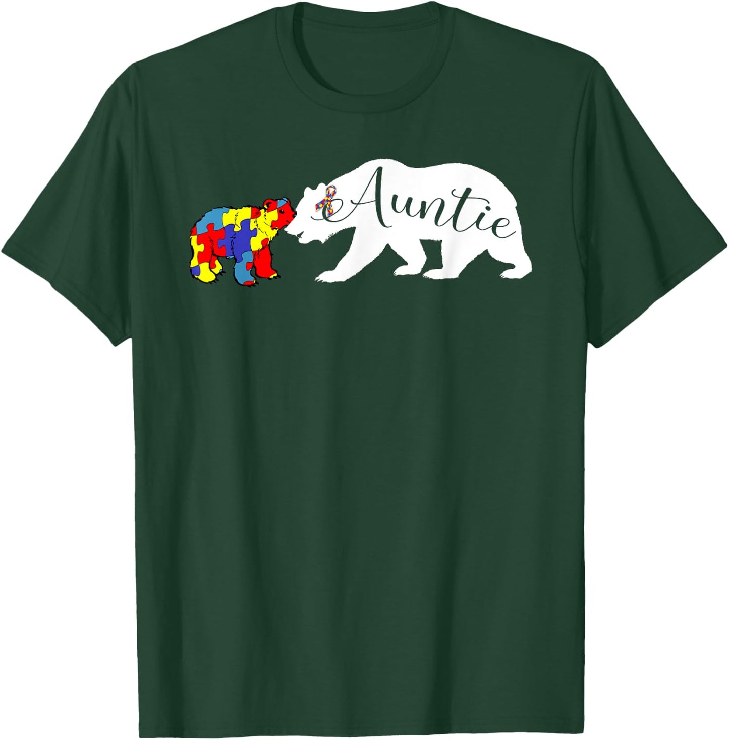 Auntie Bear Autism Awareness Aunt Women Gift T-Shirt - T-Shirt | Forest