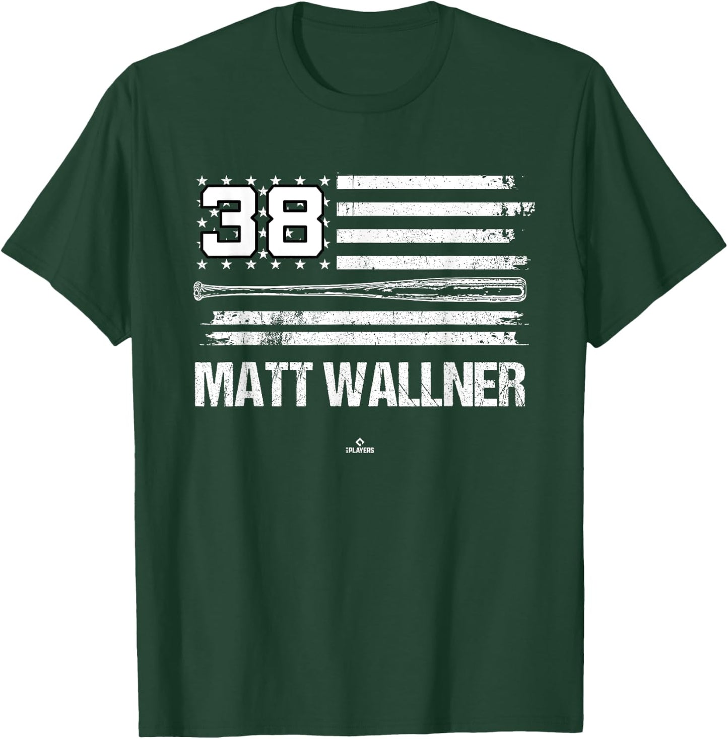 USA Flag Bat Matt Wallner Minnesota Baseball MLBPA T-Shirt - T-Shirt | Forest
