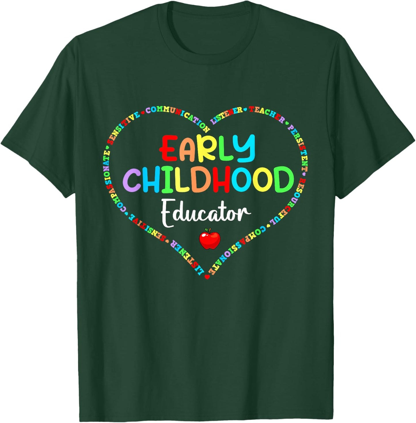 Early Childhood Educator Gift Men -Kids Black Cotton 60% Polyester 40% Short Sleeve Modern Cute T-Shirt - T-Shirt | Forest
