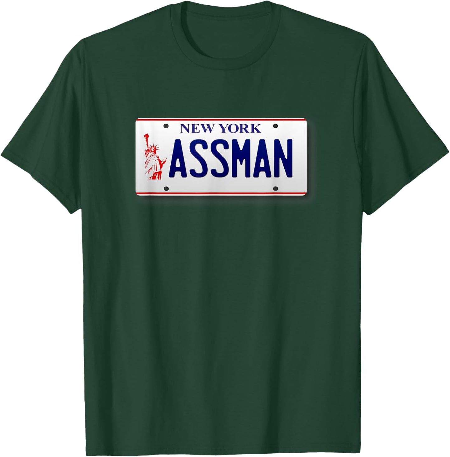Assman New York License Plate Funny T-Shirt - T-Shirt | Forest