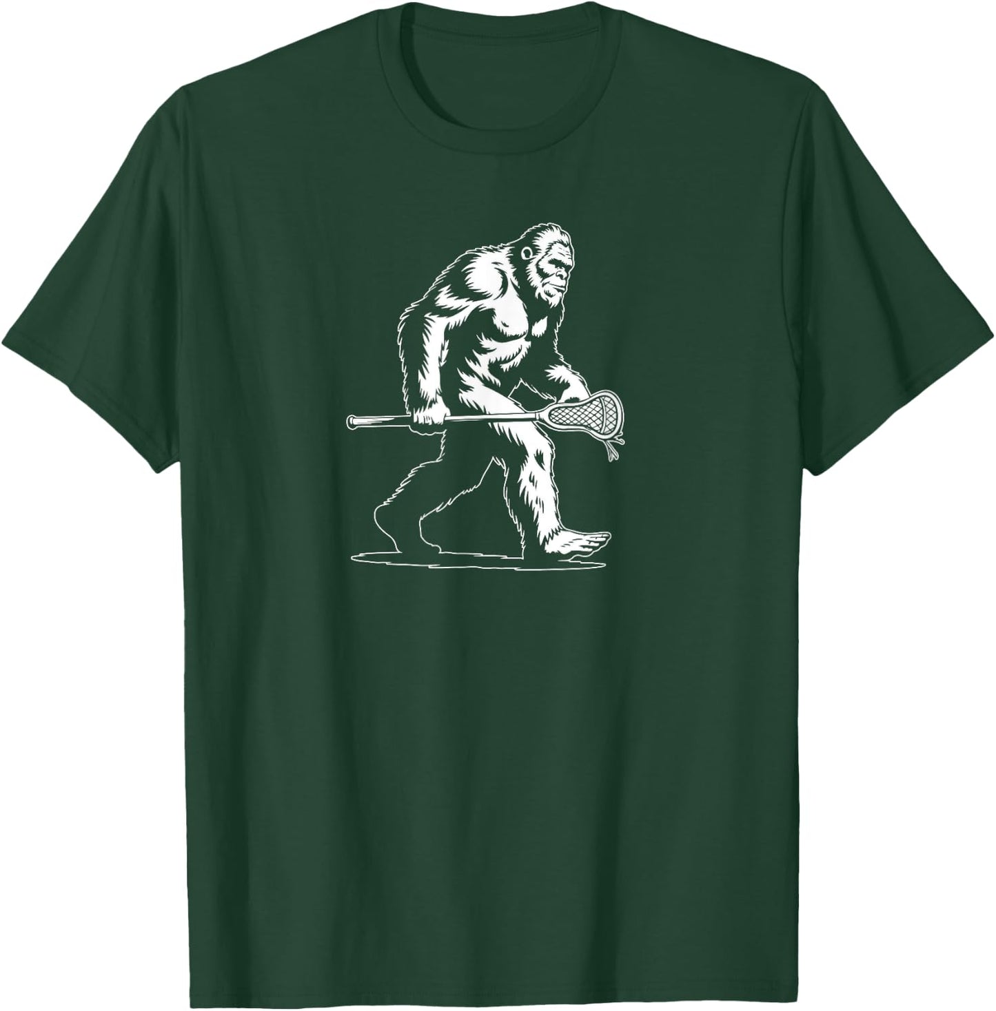 Sasquatch Lax Bigfoot Lacrosse Stick Vintage 80s T-Shirt - T-Shirt | Forest