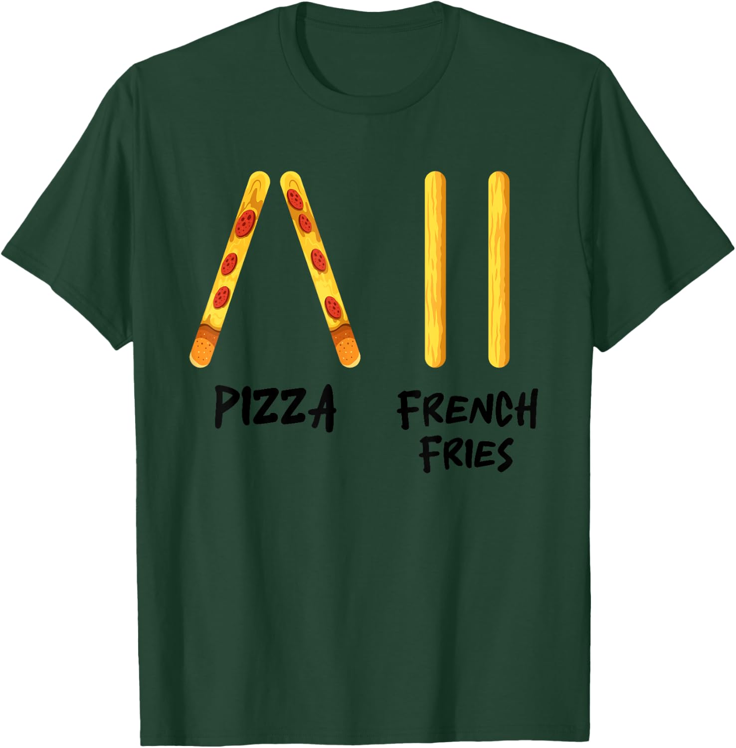 Funny Pizza French Fries Ski Instructor Skiing Snack Lovers T-Shirt - T-Shirt | Forest