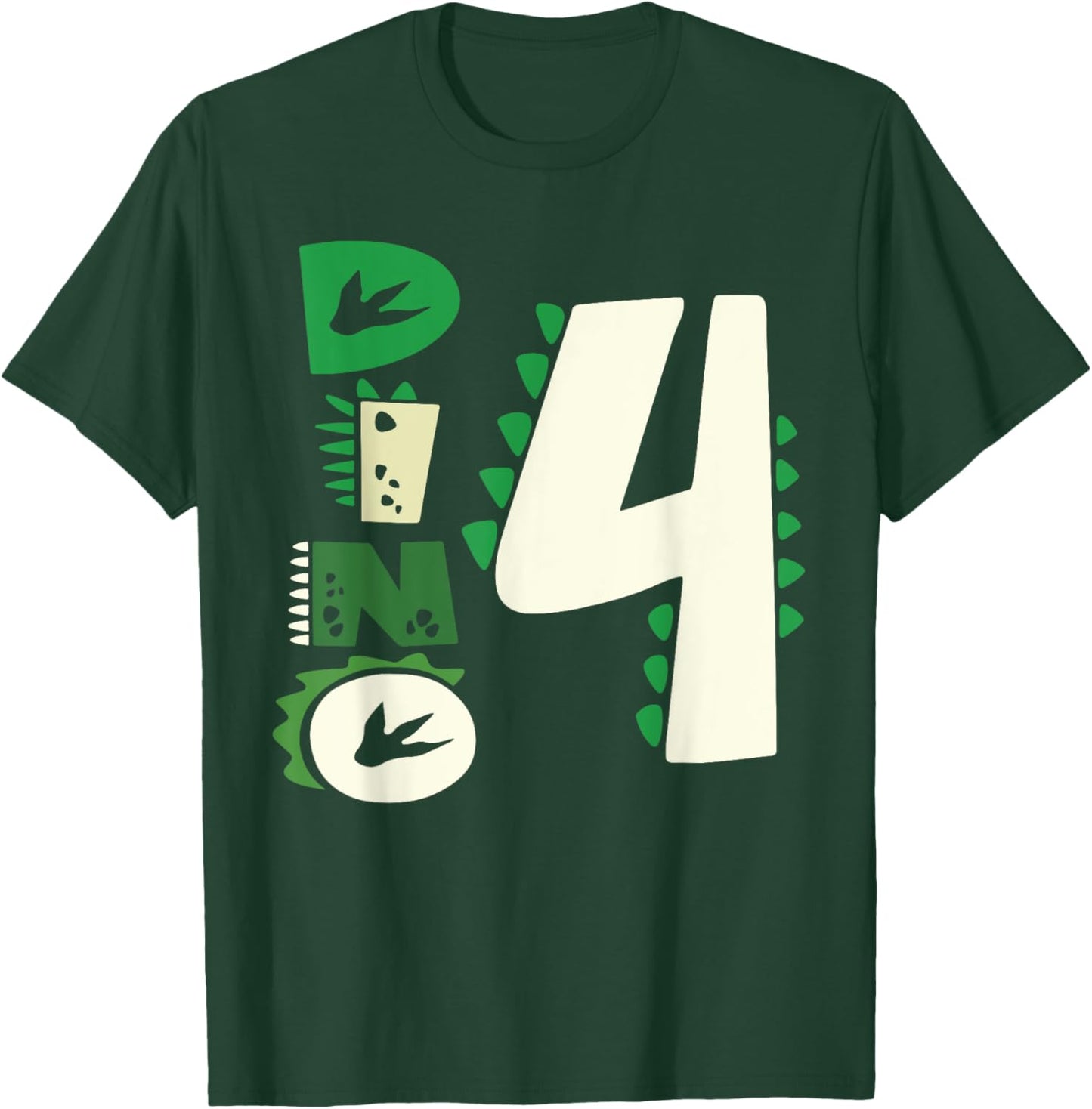 Dino Four Birthday Saurus Dinosaur Birthday Mom Dad Kids T-Shirt - T-Shirt | Forest