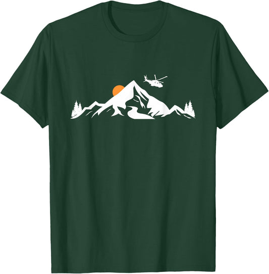 Helicopter Pilot Mountains Aviation Aircraft Chopper T-Shirt - T-Shirt | Forest