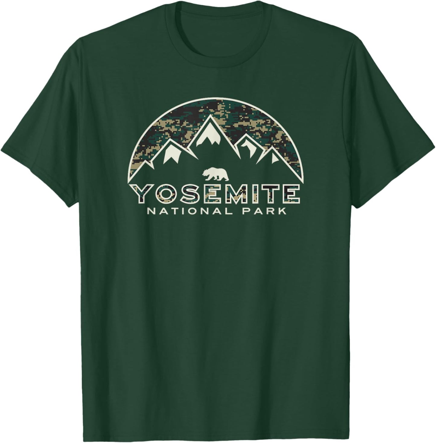 Yosemite National Park Destinations Yosemite National Park Retro Mountain Graphic - -Adults - Black - Small - - Short Sleeve T-Shirt - T-Shirt | Forest