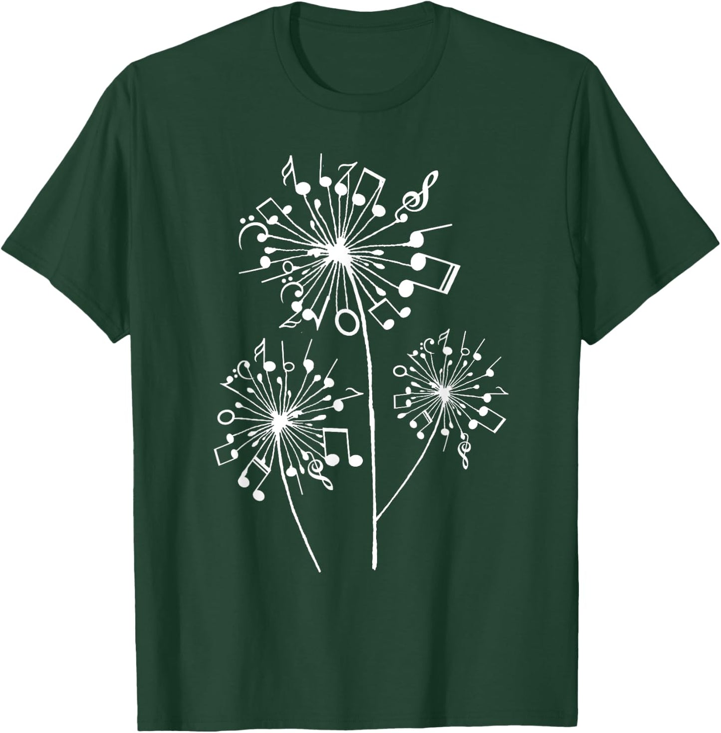 Funny Music Notes Gift Women Cool Dandelion Flower T-Shirt - T-Shirt | Forest