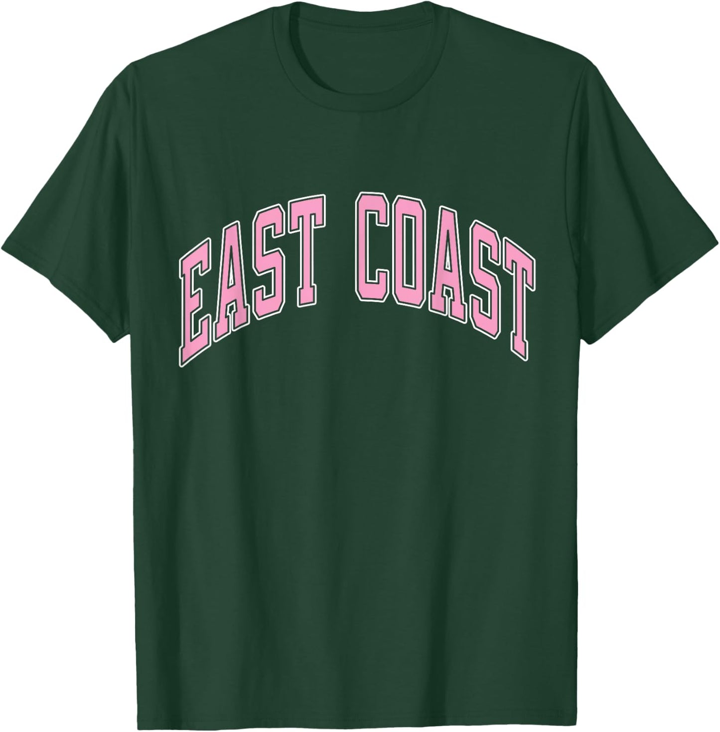 East Coast Varsity Style Pink Text T-Shirt - T-Shirt | Forest