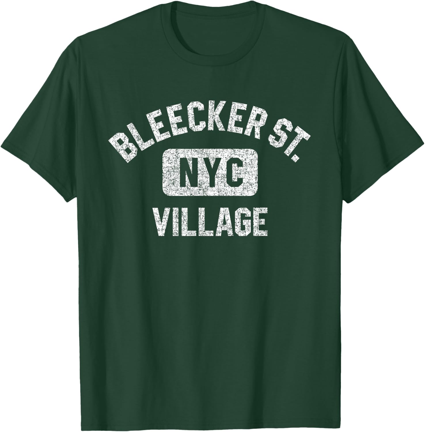 Bleecker Street Village NYC Gym Style Distressed White Print T-Shirt - T-Shirt | Forest
