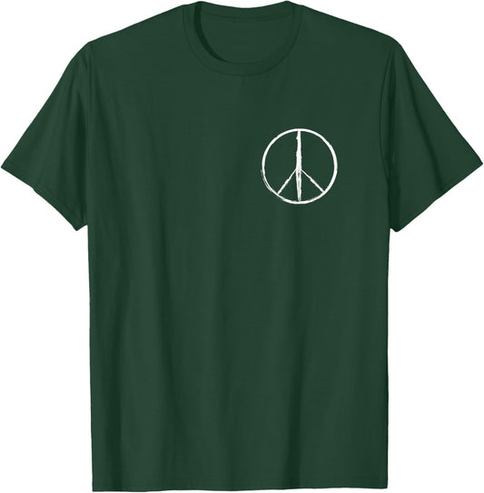 Hippie Rainbow Peace Sign On Pocket Hippie T-Shirt - T-Shirt | Forest