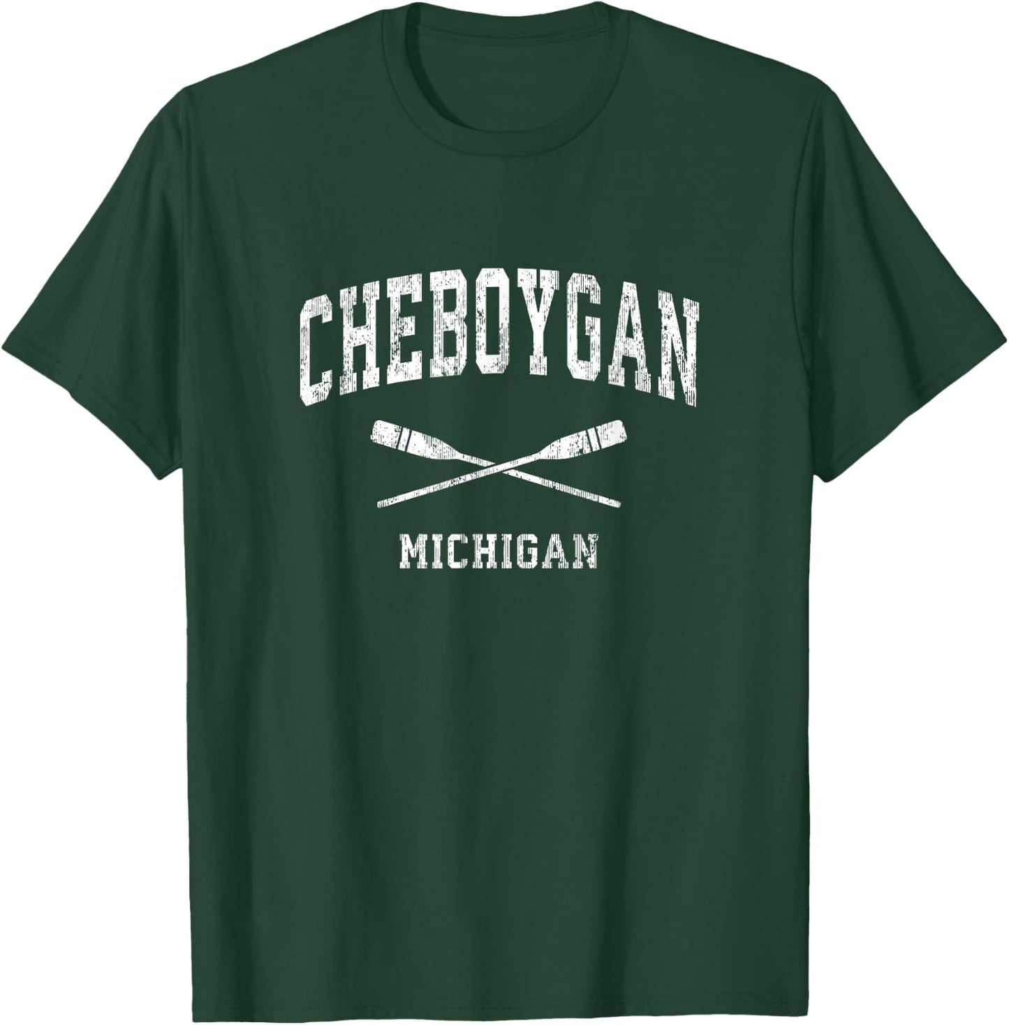 Cheboygan Michigan Vintage Nautical Paddles Sports Oars T-Shirt - T-Shirt | Forest