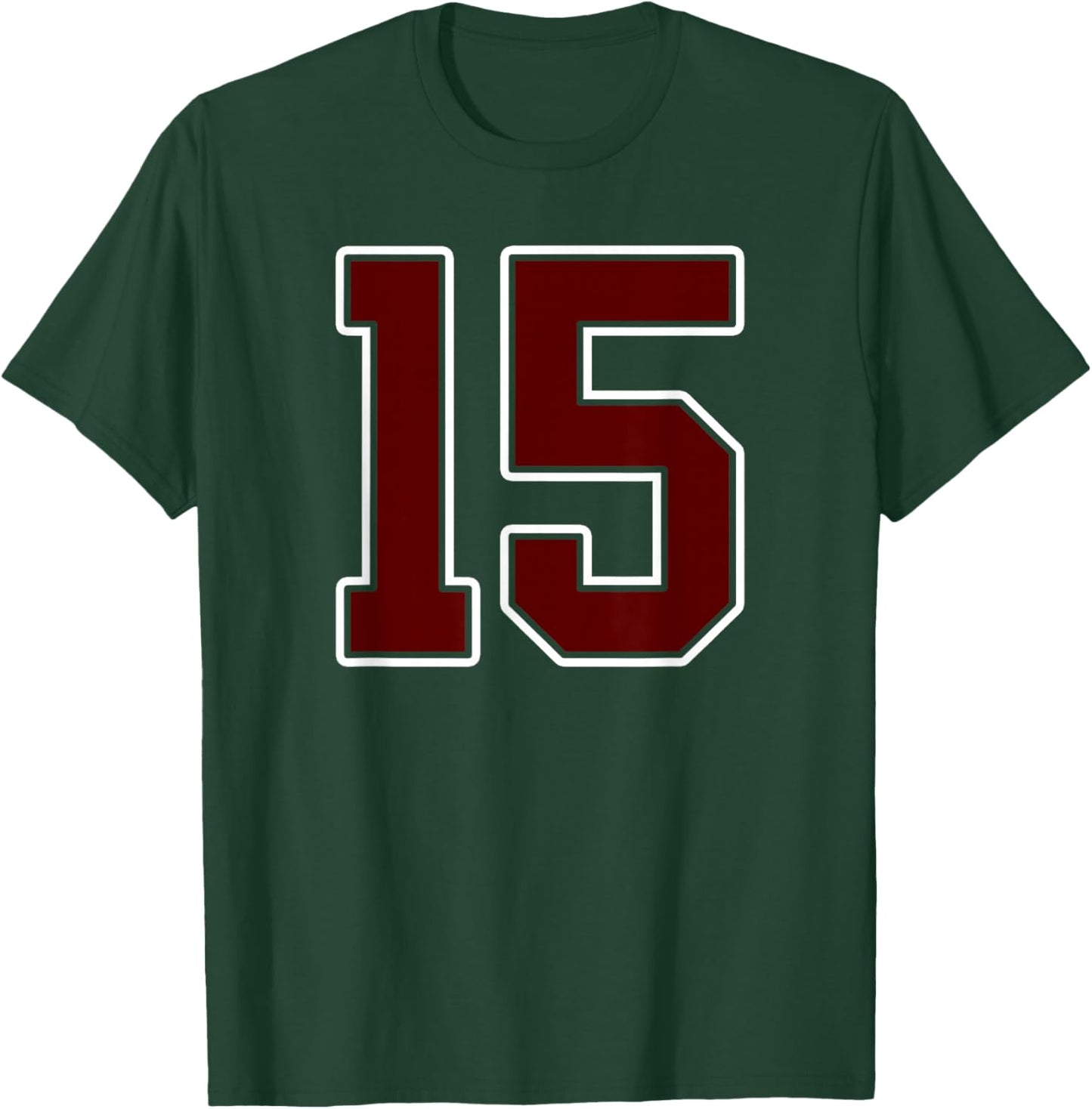 Maroon and White Number 15 Jersey Player Uniform #15 Fan T-Shirt - T-Shirt | Forest