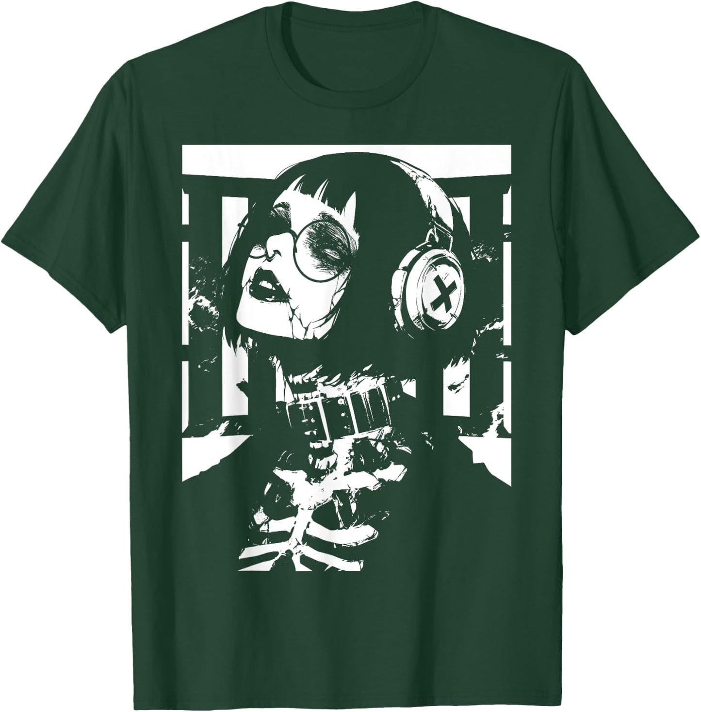 Horror Techwear Ghoul Girl Cybergoth Gothic Anime Manga T-Shirt - T-Shirt | Forest