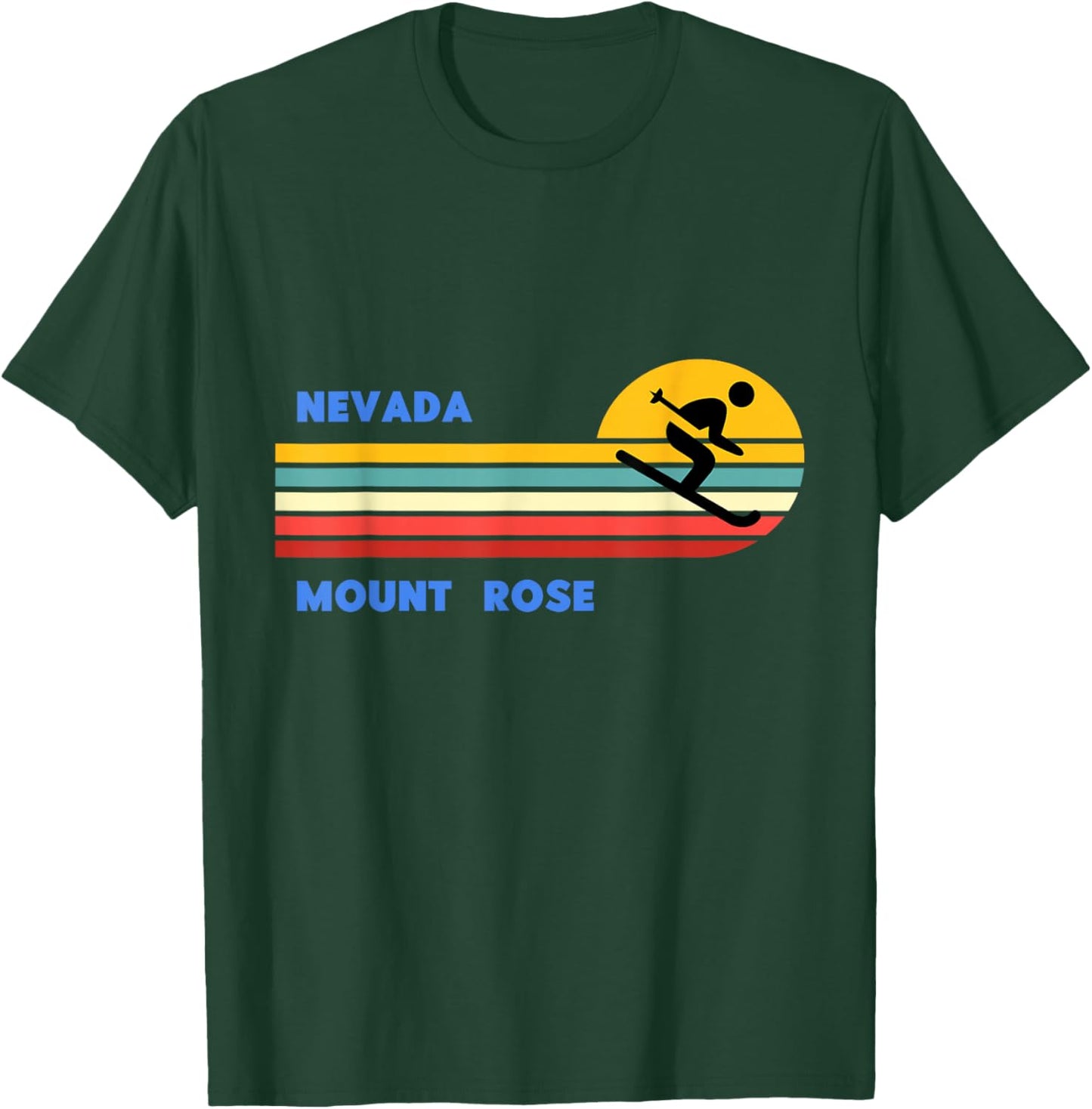 Mount Rose Tahoe Nevada Skiing Skier Ski Retro Sun Vintage T-Shirt - T-Shirt | Forest