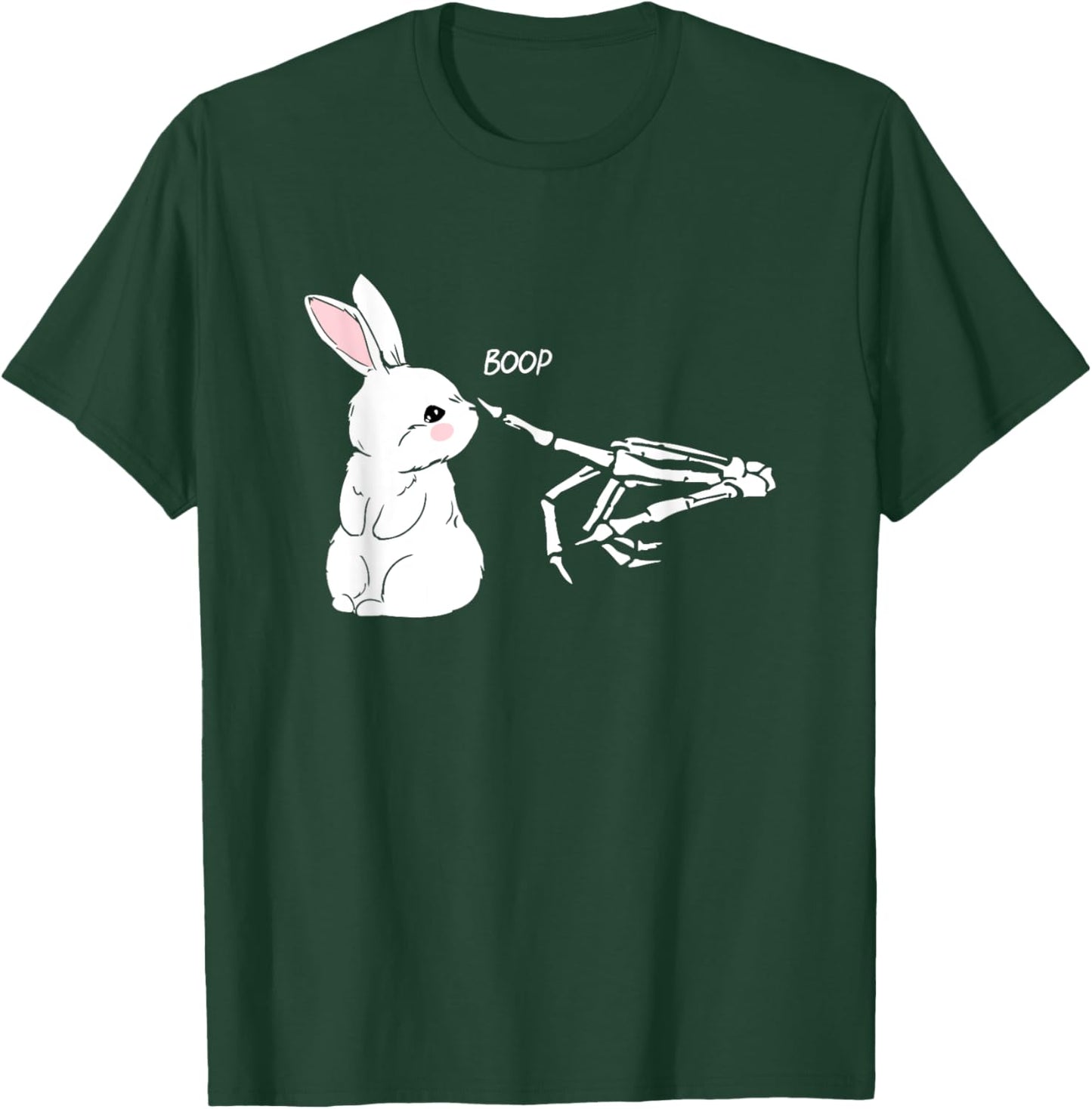Skeleton Hand Boop Bunny Rabbit Funny Easter Day T-Shirt - T-Shirt | Forest