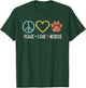Peace Love Rescue Dogs Puppy Cute Paw Dog Lover Vintage Men Women Kids T-Shirt - T-Shirt | Forest