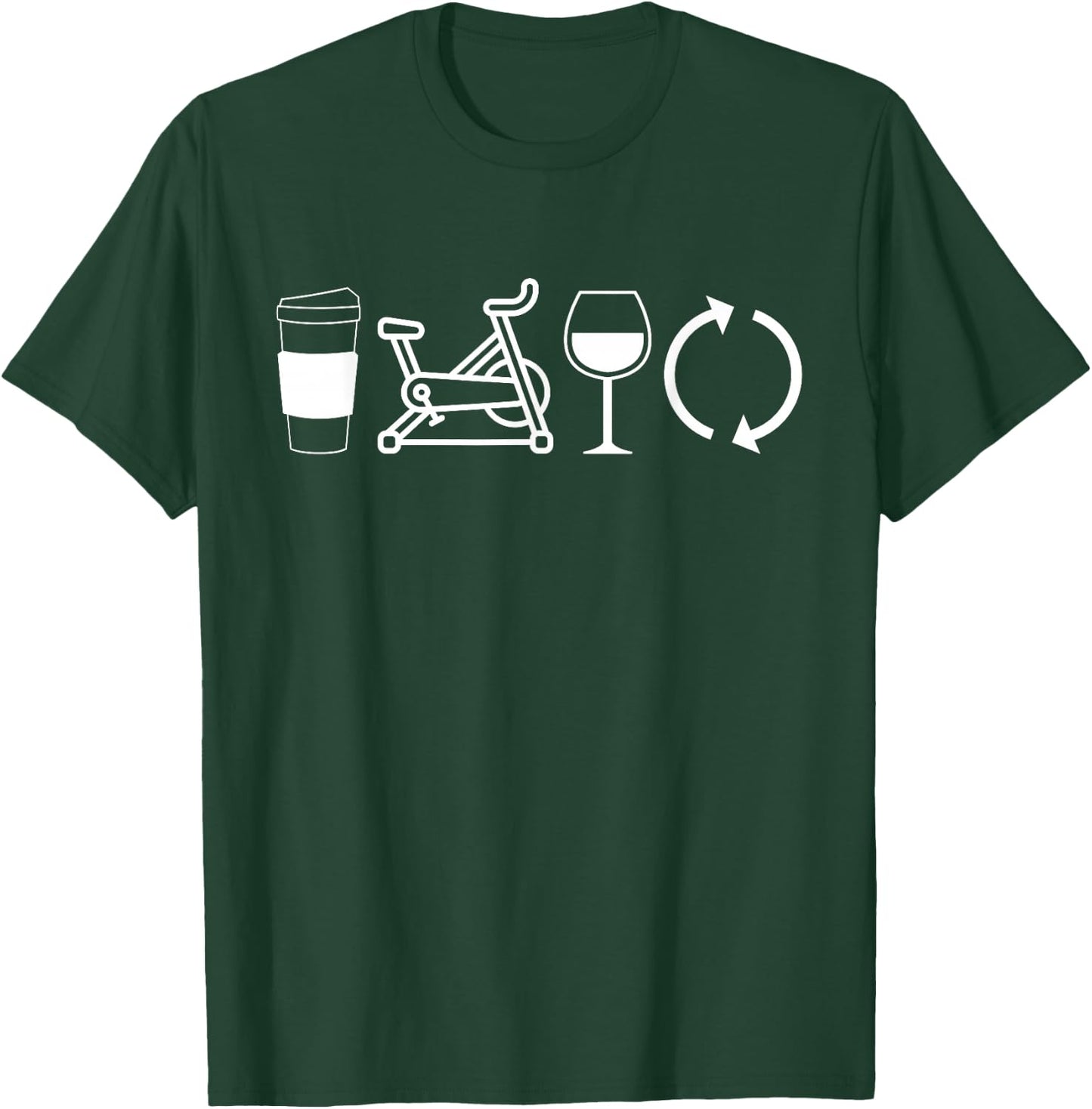 Coffee Spin Wine Repeat Funny Spinning Class Workout Gym T-Shirt - T-Shirt | Forest
