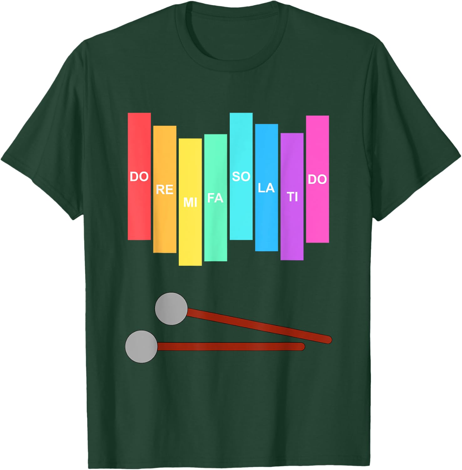 Music Xylophone Vintage Percussion Instrument Rainbow Colour T-Shirt - T-Shirt | Forest