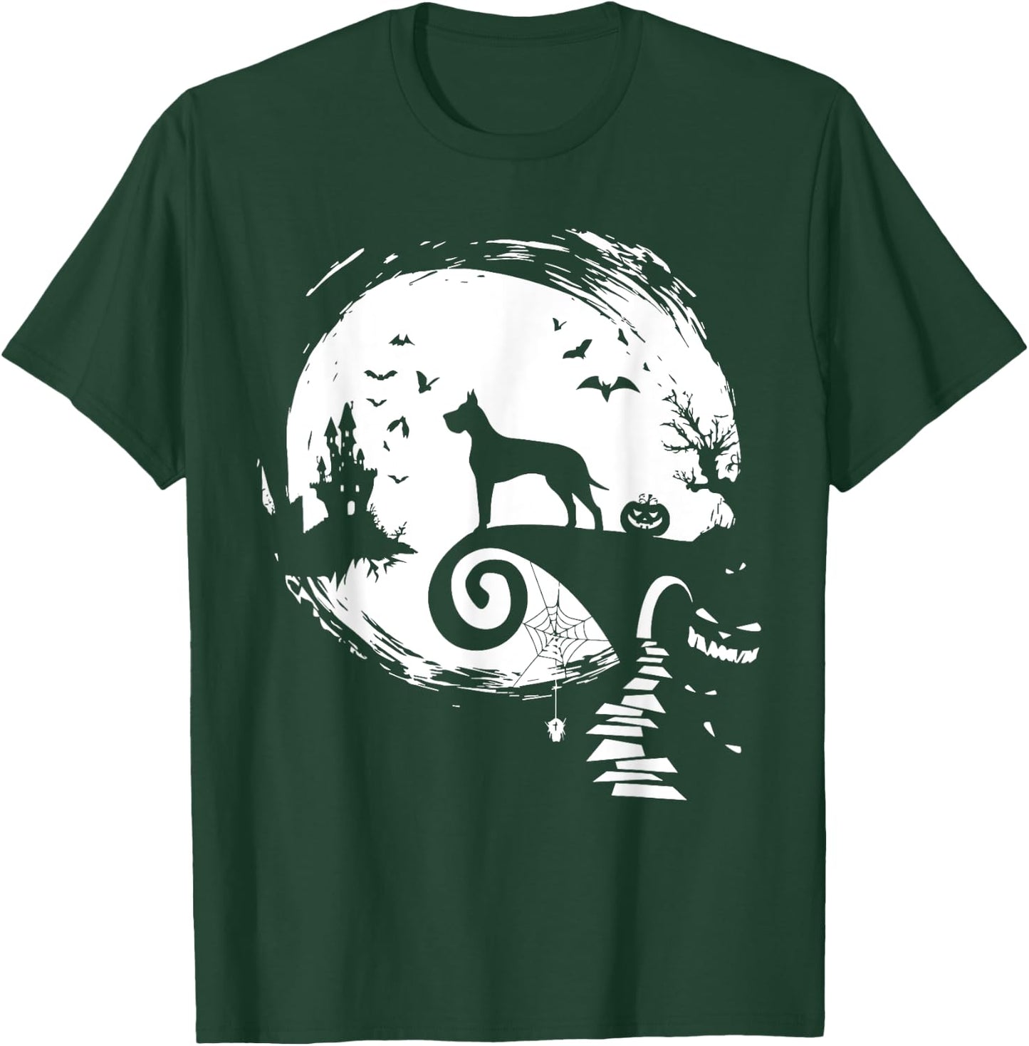 Great Dane Dog And Moon Halloween Costume Dog Lover Funny Women Kids T-Shirt - T-Shirt | Forest