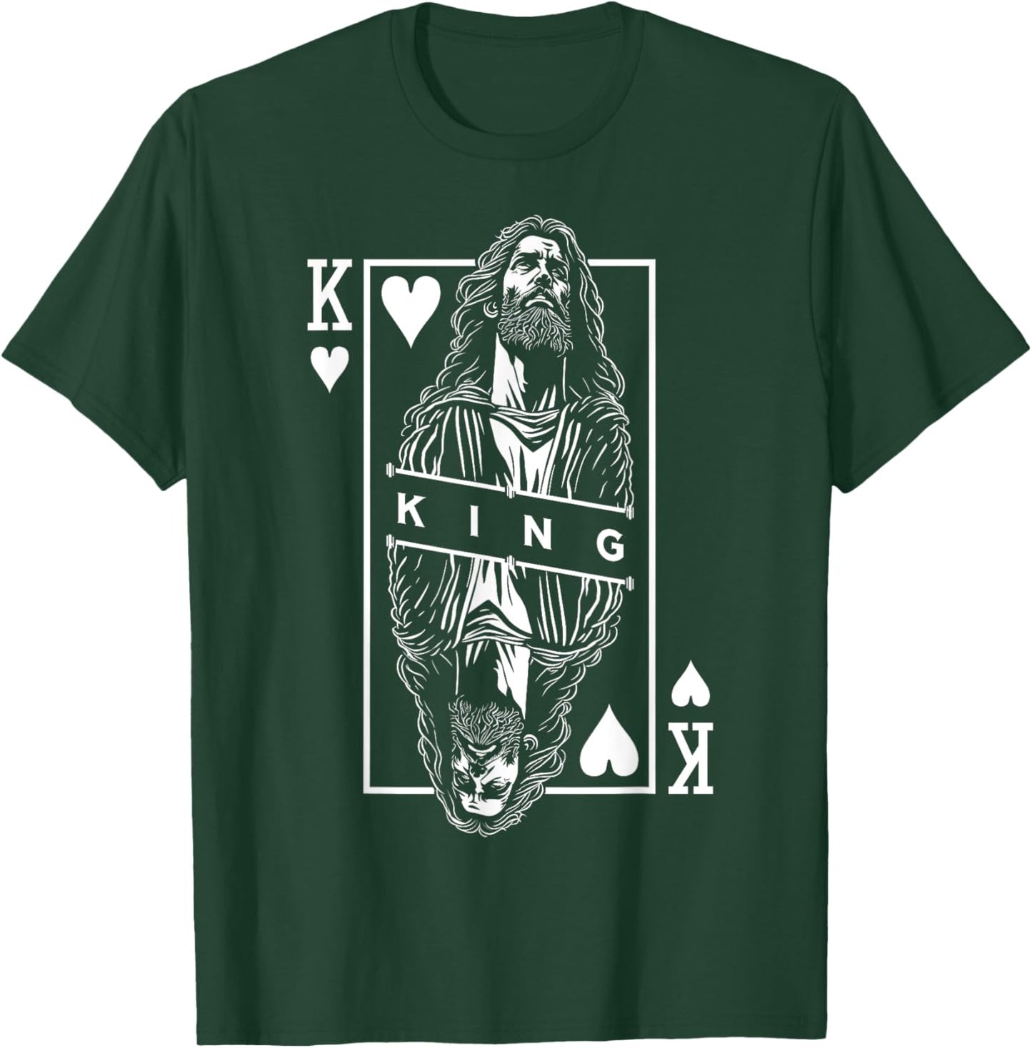 Jesus King Of Hearts Faith In Christ Christian Playing Card T-Shirt - T-Shirt | Forest