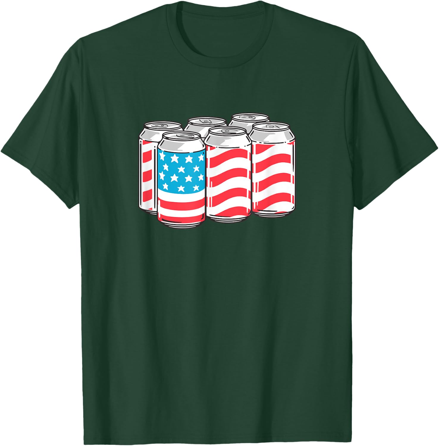 AmeriCan Funny 4th of July Beer Patriotic USA Flag Pride Women Men T-Shirt - T-Shirt | Forest