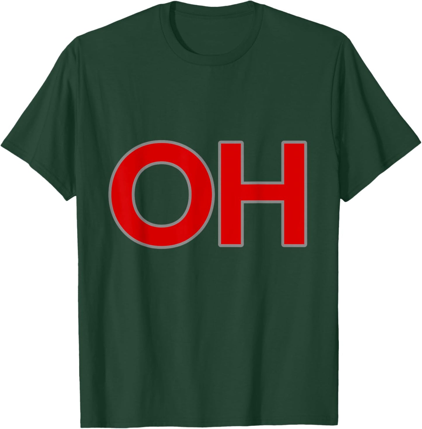State of Ohio OH-IO Big Print Logo Red Grey T-Shirt - T-Shirt | Forest