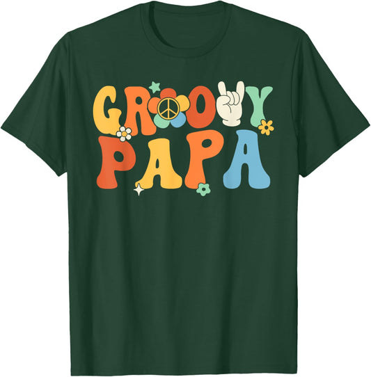 Groovy Papa Retro Dad Matching Family 1st Birthday Party T-Shirt - T-Shirt | Forest