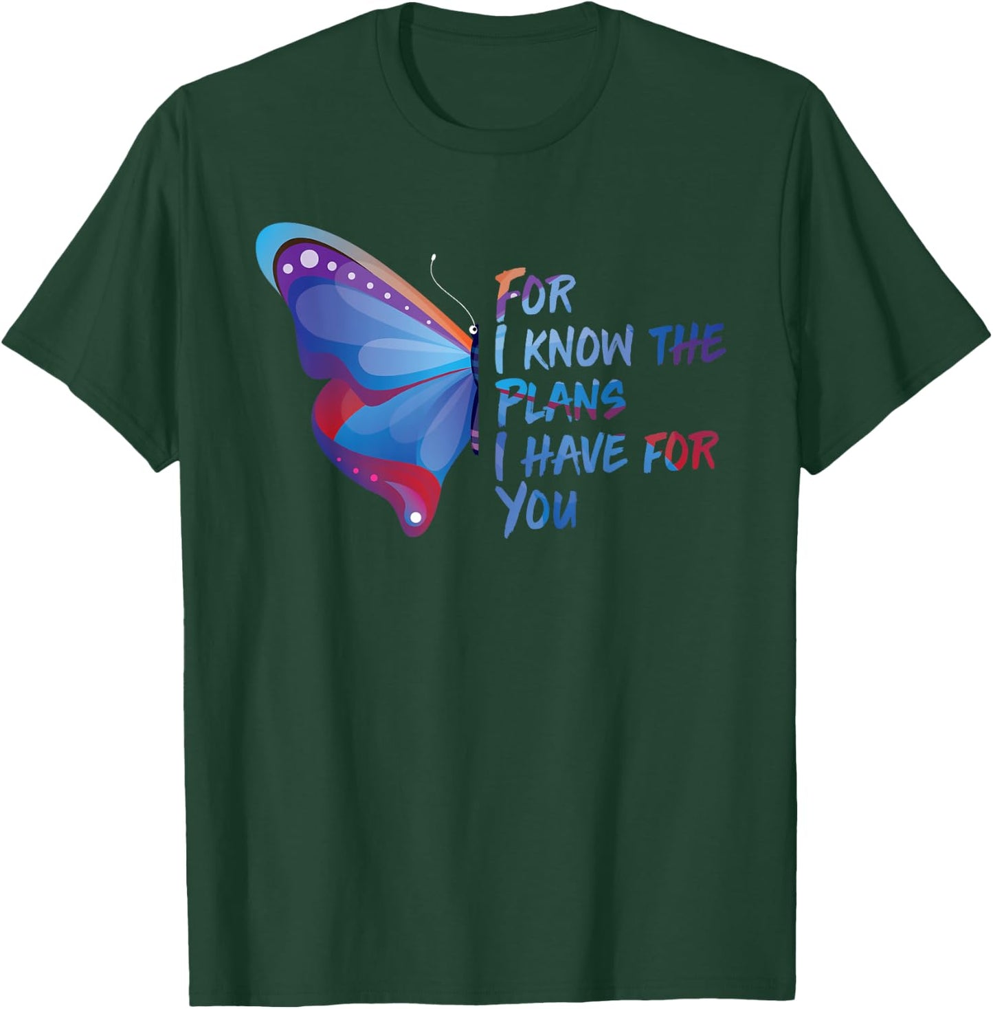 Bible Verse Quote Butterfly Motivational Christian Gifts T-Shirt - T-Shirt | Forest