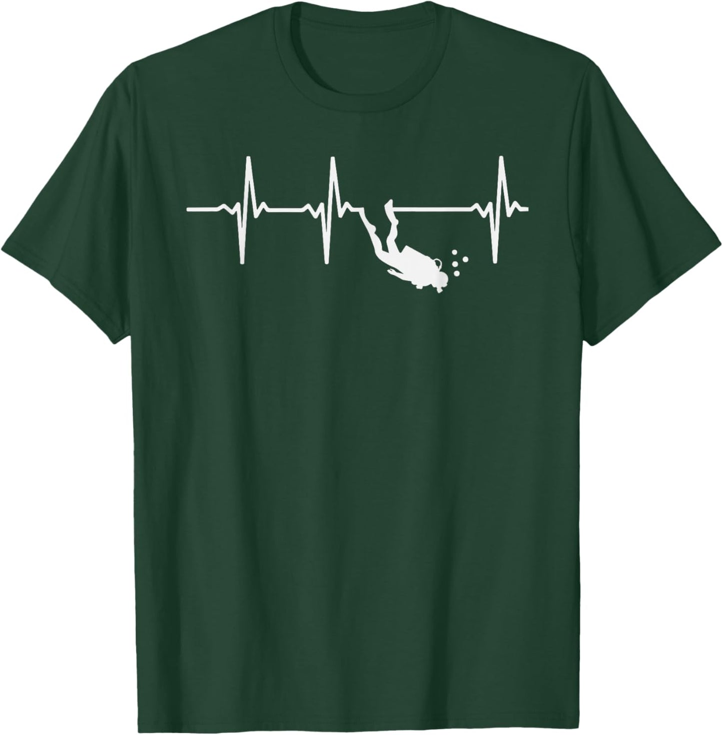 Scuba Diving Heartbeat Subtle Scuba Diver Men Women T-Shirt - T-Shirt | Forest