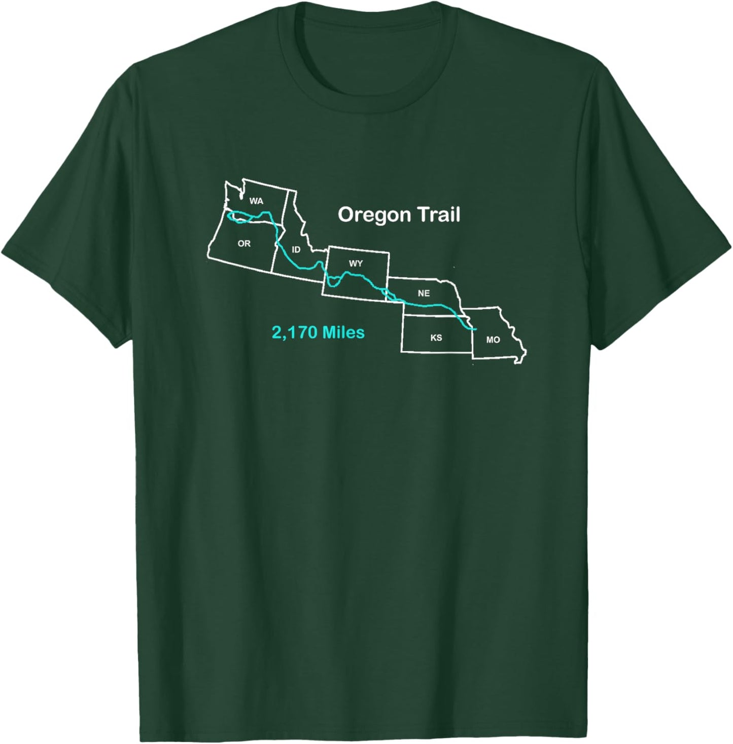 Route Map of The Oregon National Historic Trail T-Shirt - T-Shirt | Forest