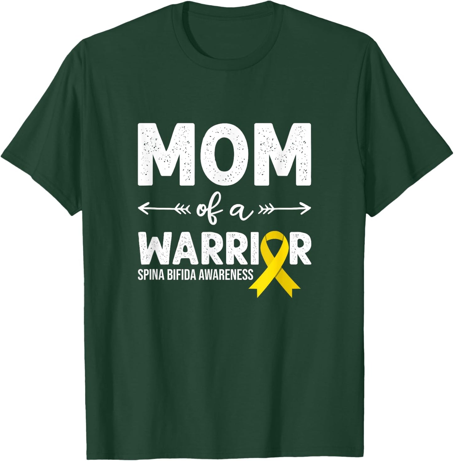 Mom Of A Warrior, Yellow Ribbon Spina Bifida Awareness T-Shirt - T-Shirt | Forest