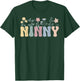 Groovy Ninny Grandma On Mother's Day Black Floral Pattern Casual T-Shirt - T-Shirt | Forest