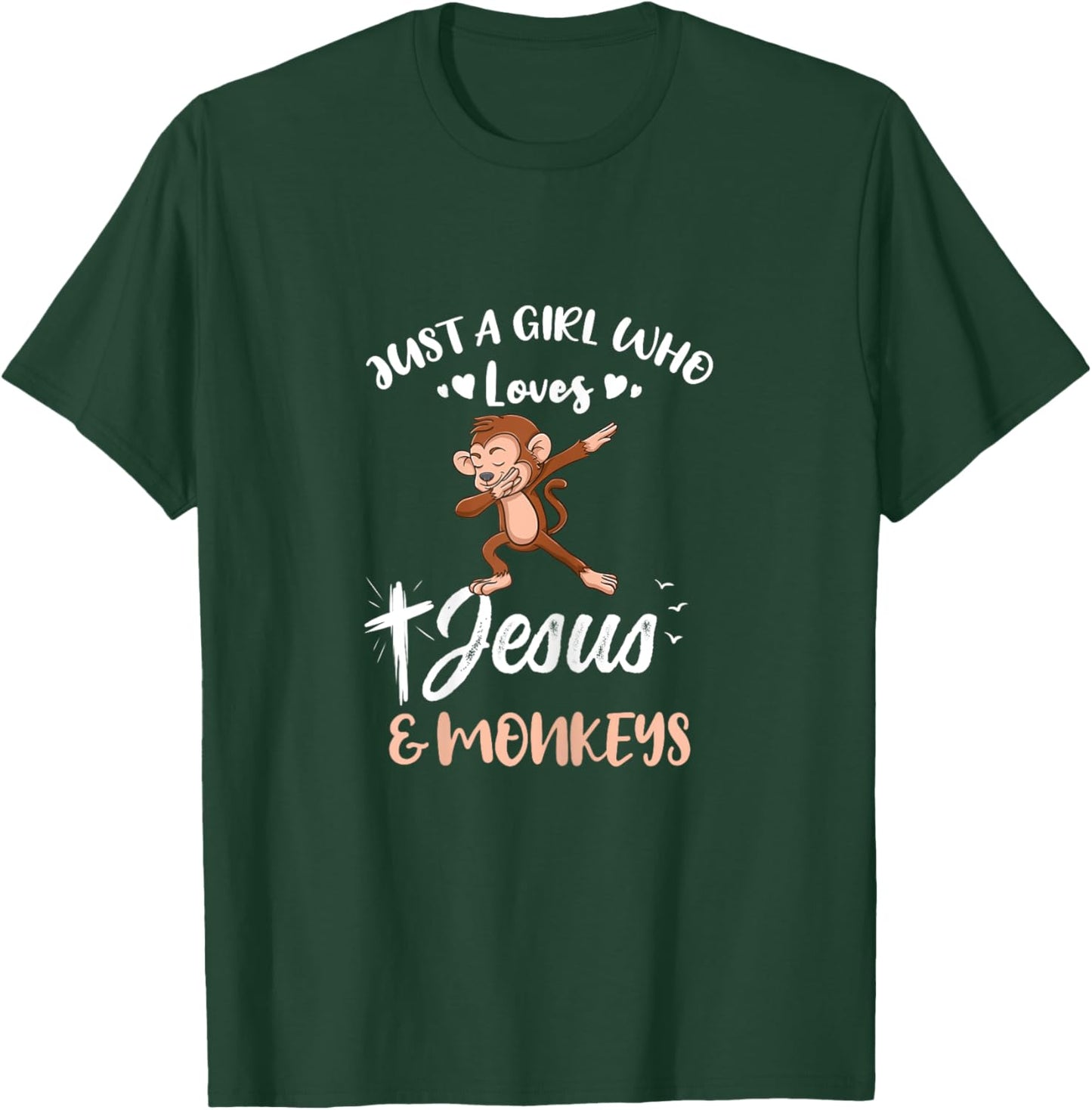 Just A Girl Who Loves Jesus And Monkeys T-Shirt - T-Shirt | Forest