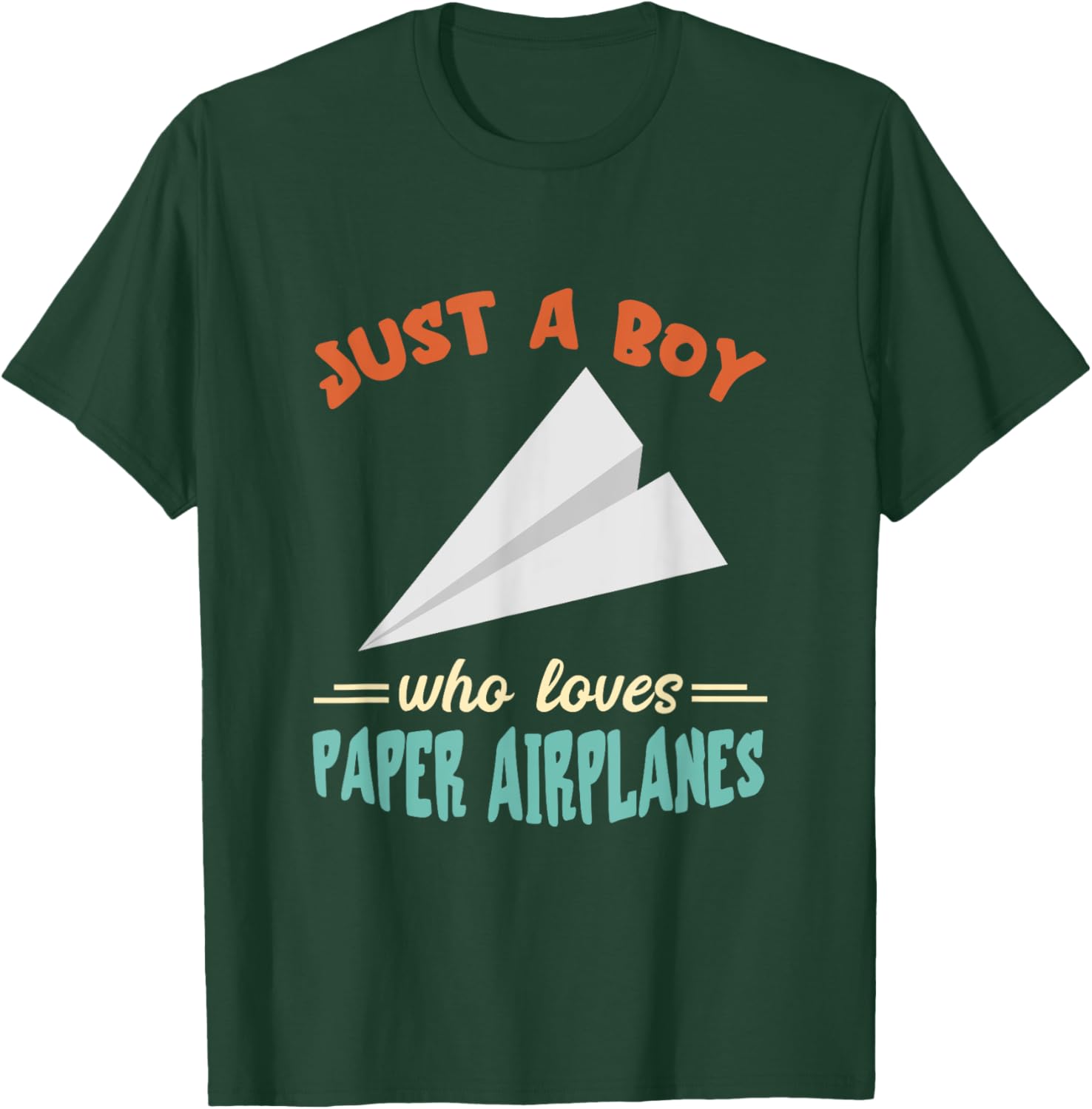 Paper Airplane Just A Boy Aircraft Paper Plane Aviation T-Shirt - T-Shirt | Forest
