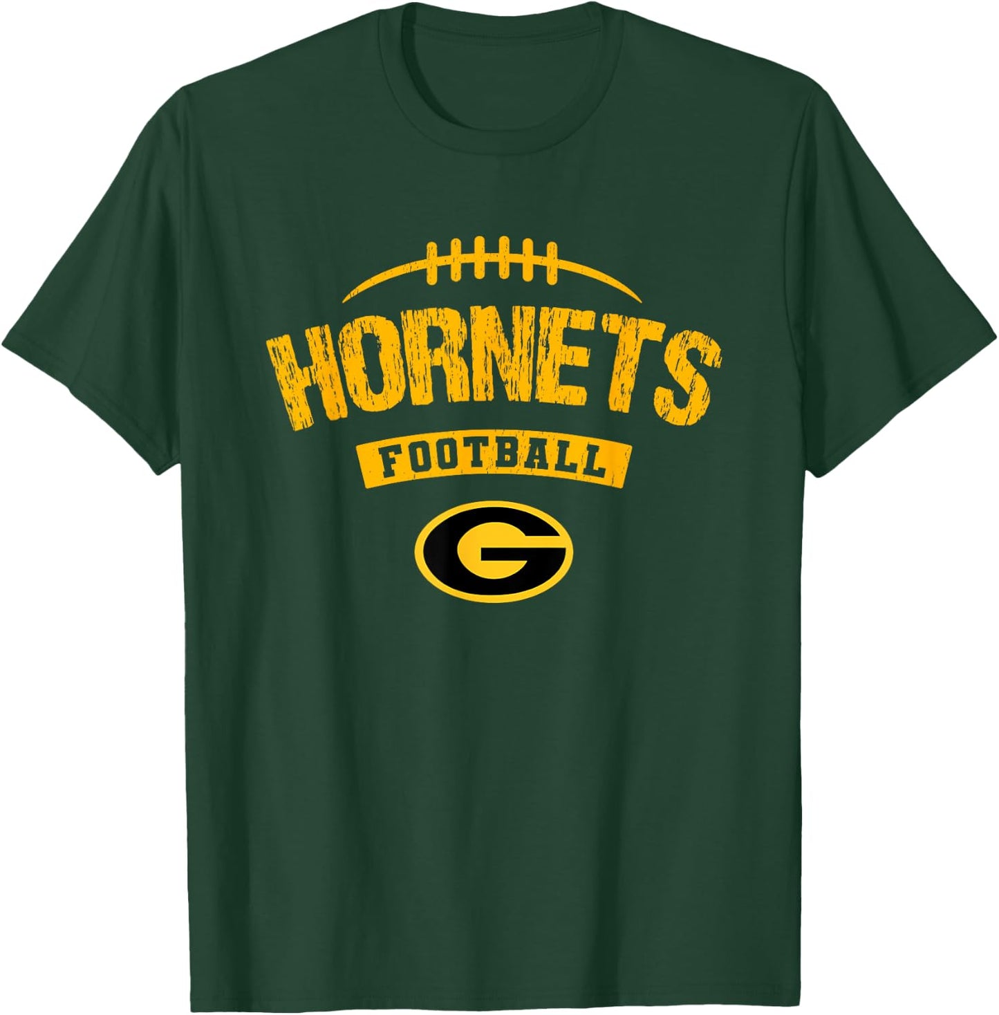 Gatesville Hornets Logo Football Distressed HS T-Shirt - T-Shirt | Forest